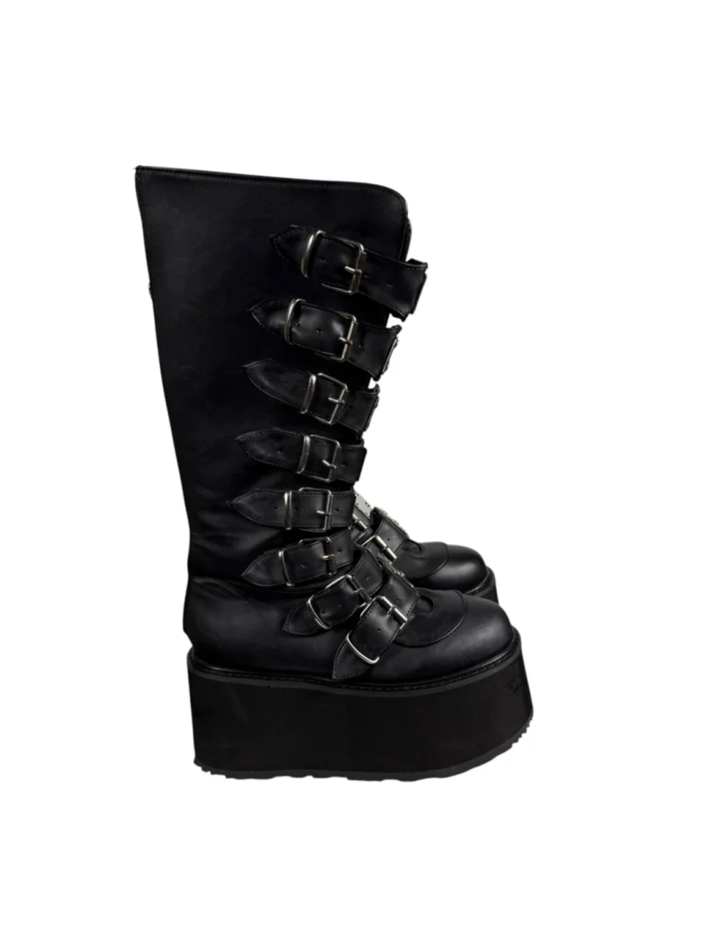Demonia Cult Damned Platform Combat Military Punk Moto Boots Women's 8 Black